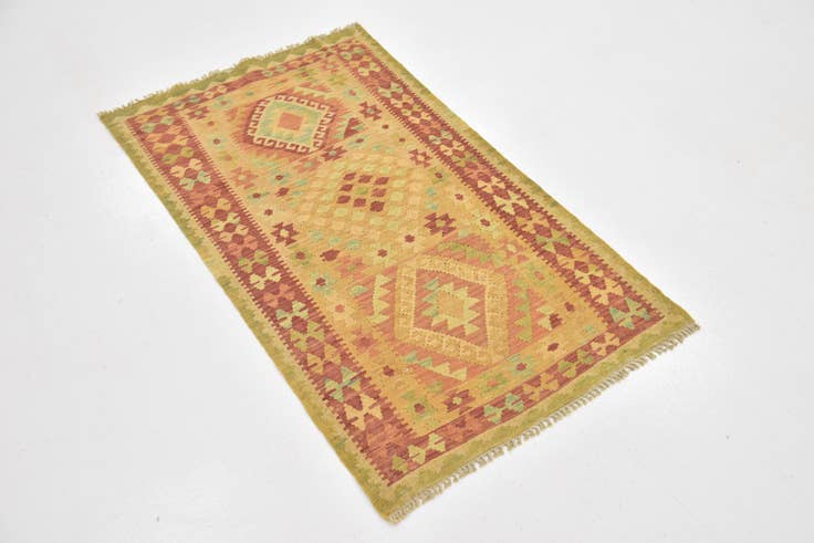 Detail image of 2' 8 x 4' 9 Hand Woven Kilim Waziri Wool Rug