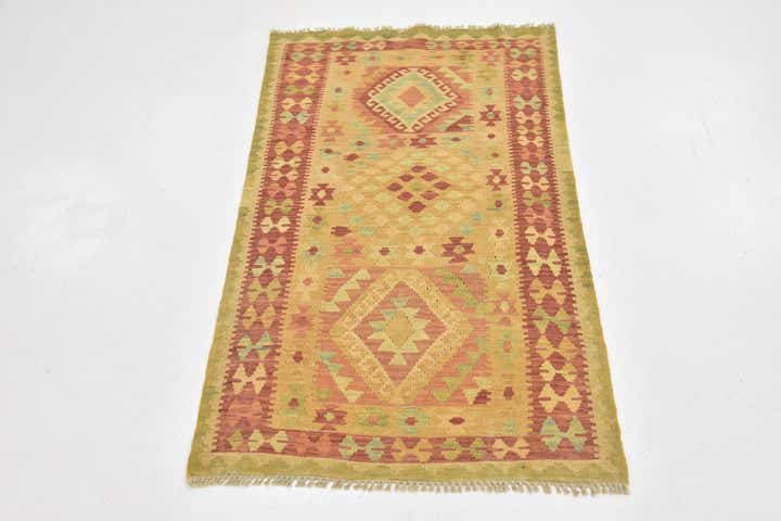 2' 8 x 4' 9 Hand Woven Kilim Waziri Wool Rug