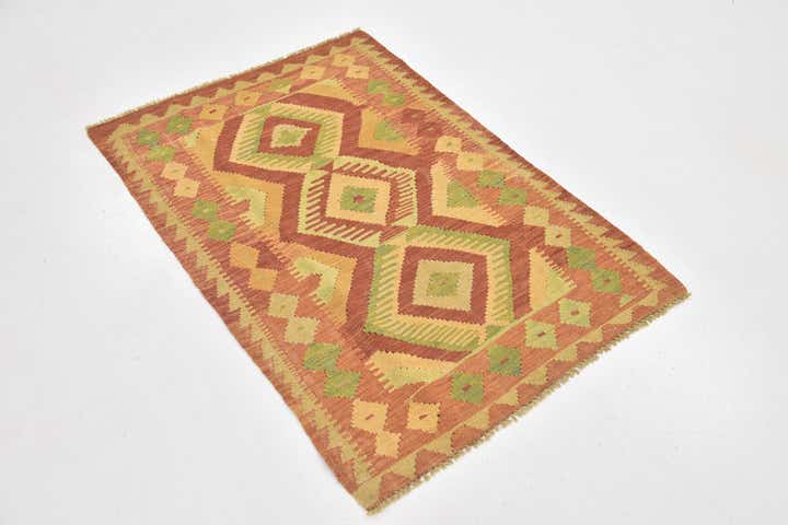 2' 9 x 4' 3 Hand Woven Kilim Waziri Wool Rug