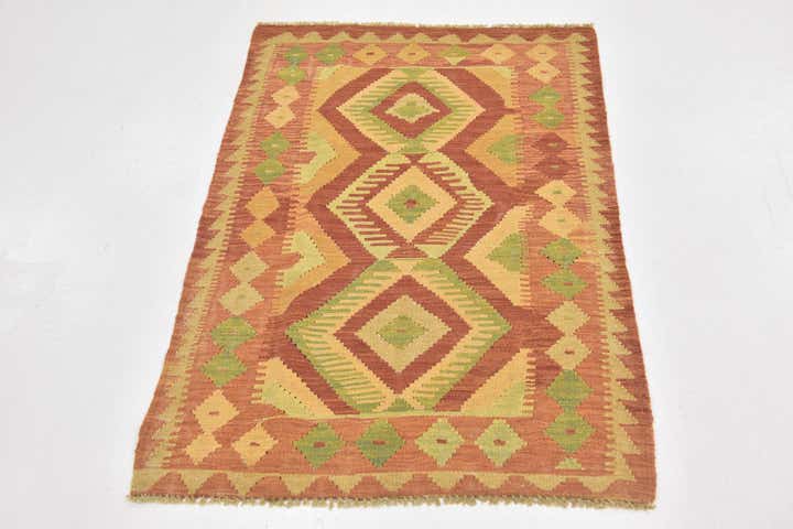 2' 9 x 4' 3 Hand Woven Kilim Waziri Wool Rug