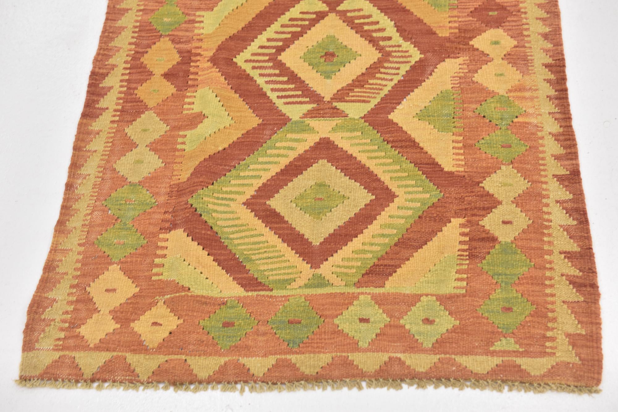 2' 9 x 4' 3 Hand Woven Kilim Waziri Wool Rug