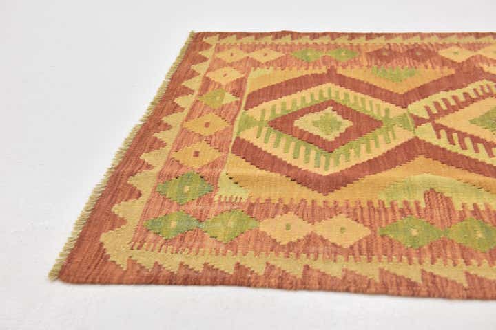 2' 9 x 4' 3 Hand Woven Kilim Waziri Wool Rug