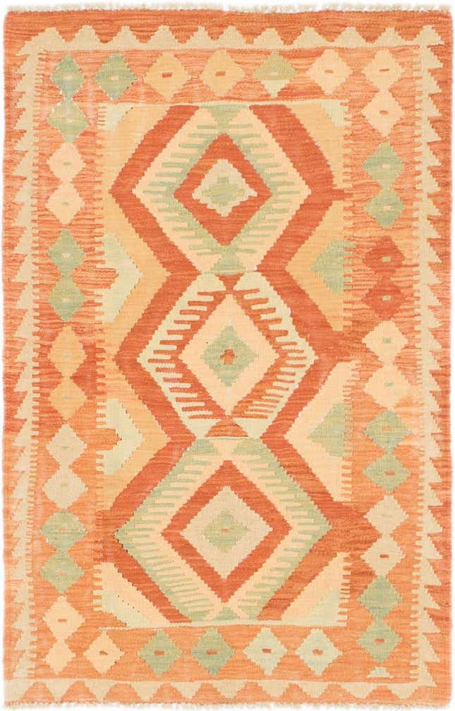 2' 9 x 4' 3 Hand Woven Kilim Waziri Wool Rug