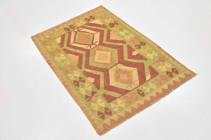 2' 10 x 4' Hand Woven Kilim Waziri Wool Rug