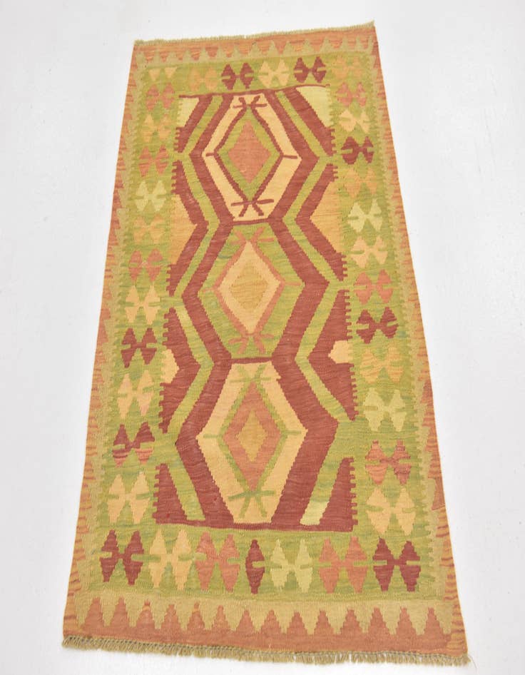 Detail image of 2' 10 x 4'  Hand Woven Kilim Waziri Wool Rug