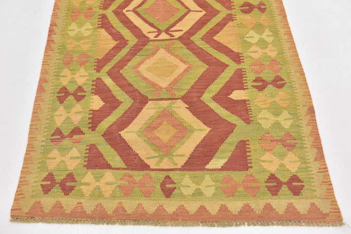 2' 10 x 4' Hand Woven Kilim Waziri Wool Rug