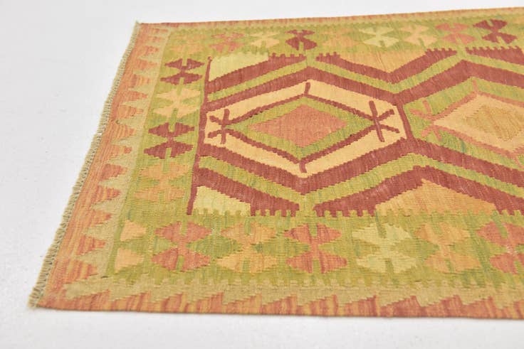 Detail image of 2' 10 x 4' Hand Woven Kilim Waziri Wool Rug