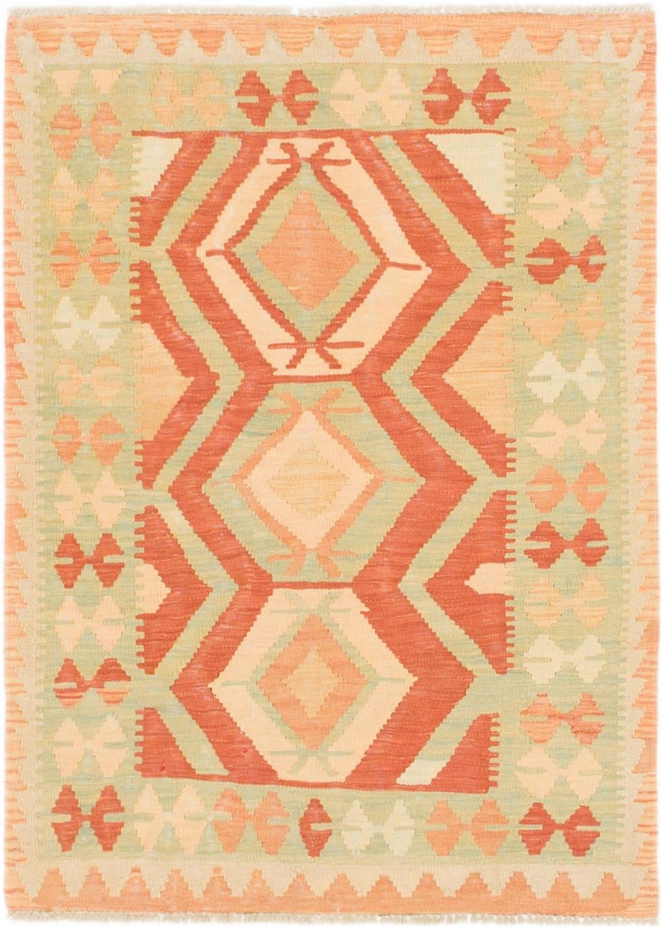 2' 10 x 4' Hand Woven Kilim Waziri Wool Rug