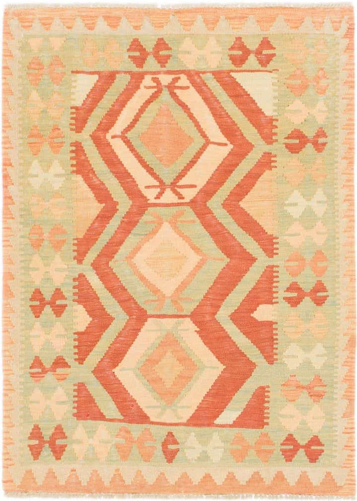 2' 10 x 4' Hand Woven Kilim Waziri Wool Rug