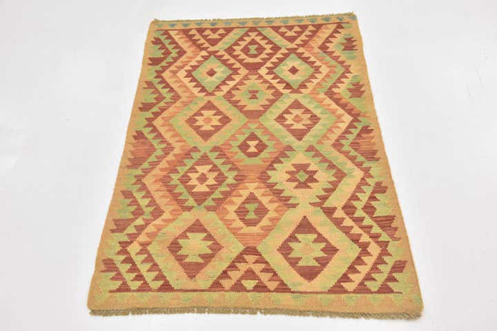 2' 7 x 4' Hand Woven Kilim Waziri Wool Rug