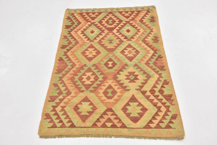 Detail image of 2' 7 x 4' Hand Woven Kilim Waziri Wool Rug
