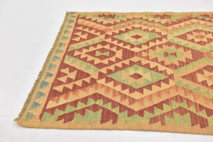 2' 7 x 4' Hand Woven Kilim Waziri Wool Rug
