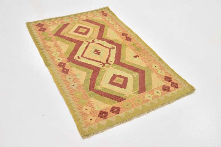 85cm x 130cm Handgewebt Kilim Waziri Wolle Teppich