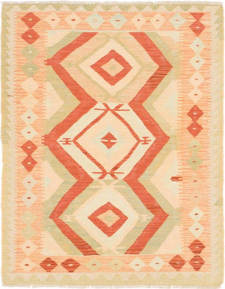 Detail image of 2' 9 x 4' 3 Hand Woven Kilim Waziri Wool Rug