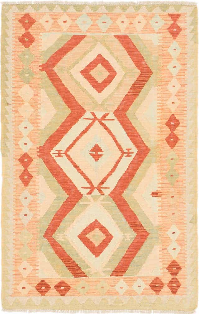 85cm x 130cm Handgewebt Kilim Waziri Wolle Teppich
