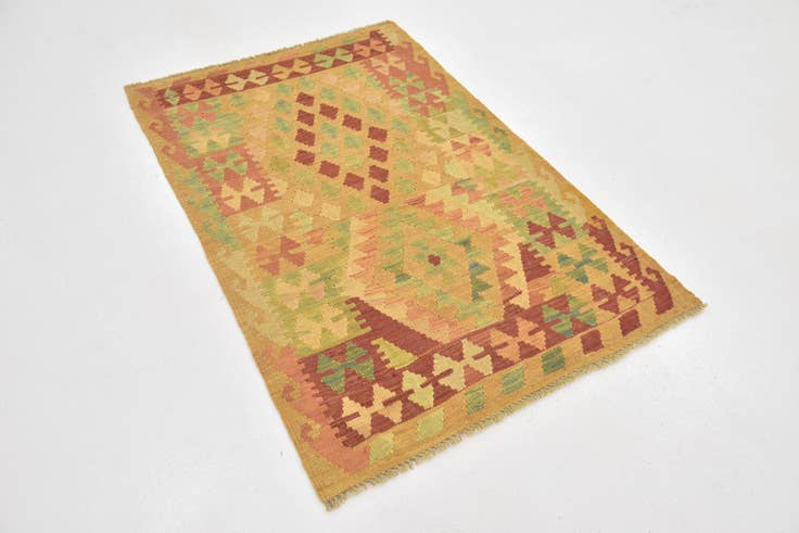 Detail image of 2' 10 x 4' 3 Hand Woven Kilim Waziri Wool Rug