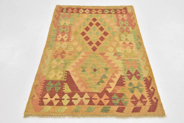 Detail image of 2' 10 x 4' 3 Hand Woven Kilim Waziri Wool Rug