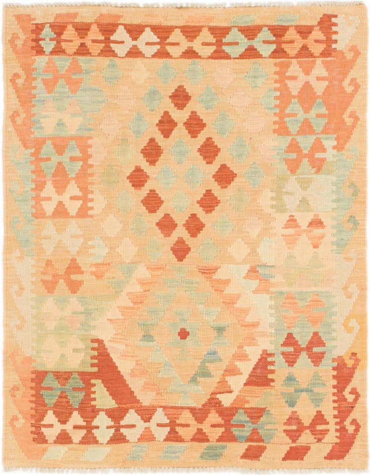 Detail image of 2' 10 x 4' 3 Hand Woven Kilim Waziri Wool Rug