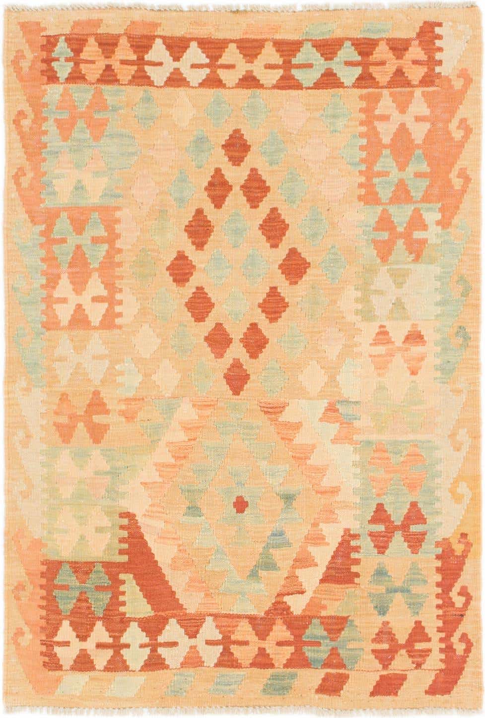 2' 10 x 4' 3 Hand Woven Kilim Waziri Wool Rug