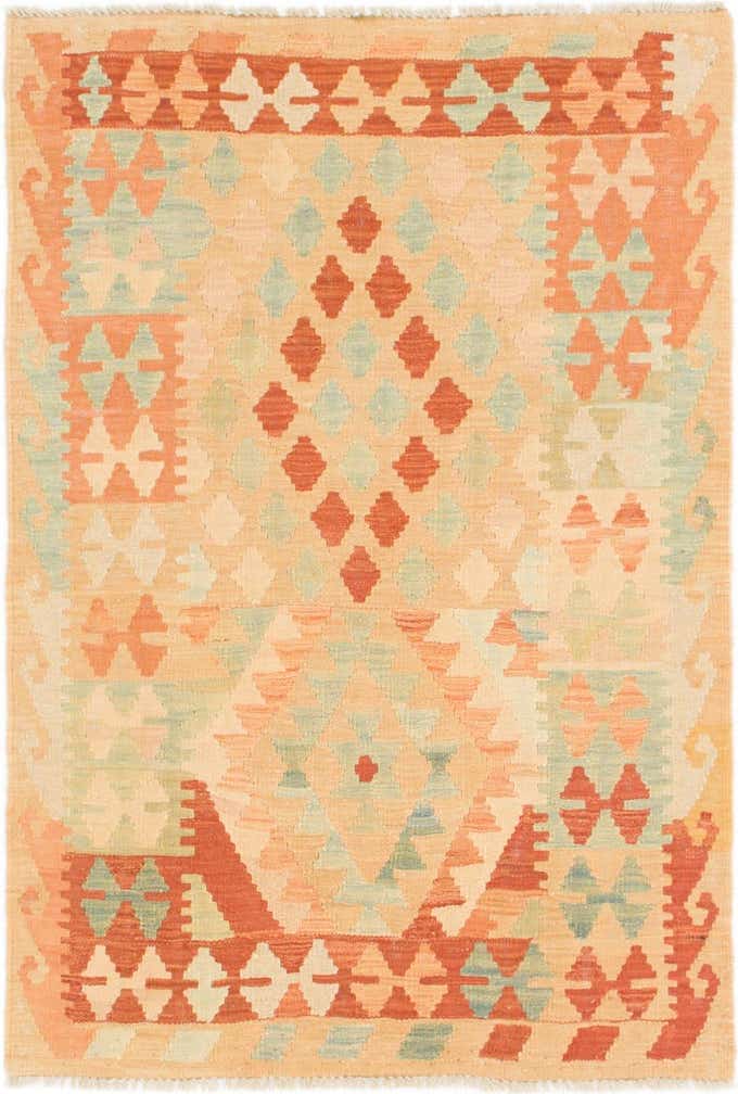 2' 10 x 4' 3 Hand Woven Kilim Waziri Wool Rug