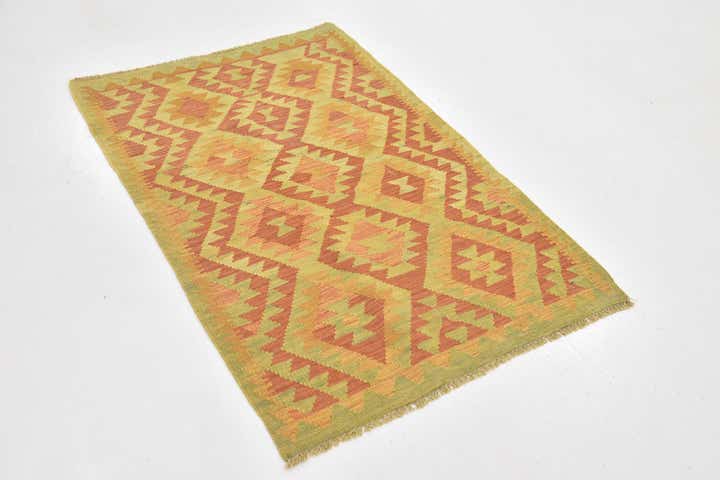 2' 9 x 4' 2 Hand Woven Kilim Waziri Wool Rug