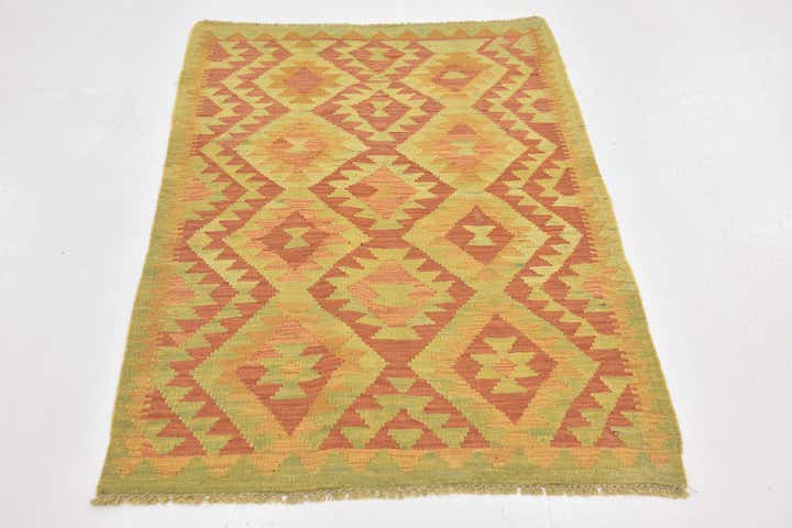 2' 9 x 4' 2 Hand Woven Kilim Waziri Wool Rug