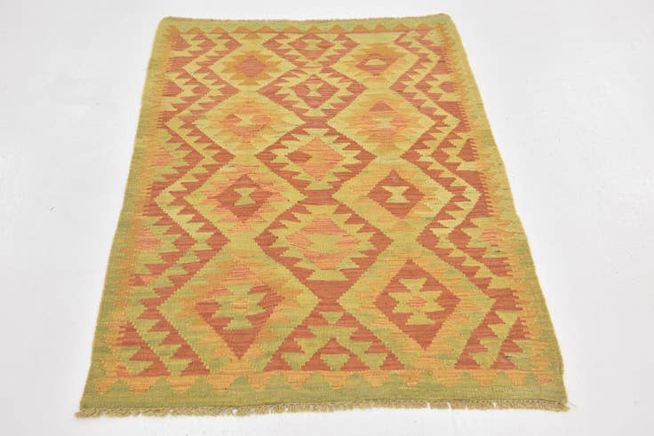 Detail image of 2' 9 x 4' 2 Hand Woven Kilim Waziri Wool Rug