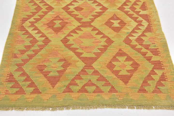 2' 9 x 4' 2 Hand Woven Kilim Waziri Wool Rug