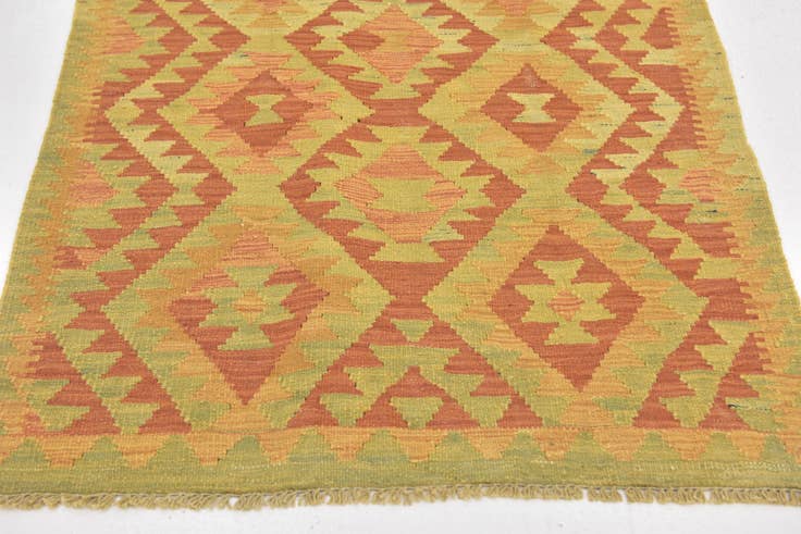 Detail image of 2' 9 x 4' 2 Hand Woven Kilim Waziri Wool Rug