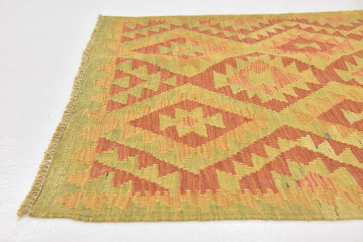 2' 9 x 4' 2 Hand Woven Kilim Waziri Wool Rug