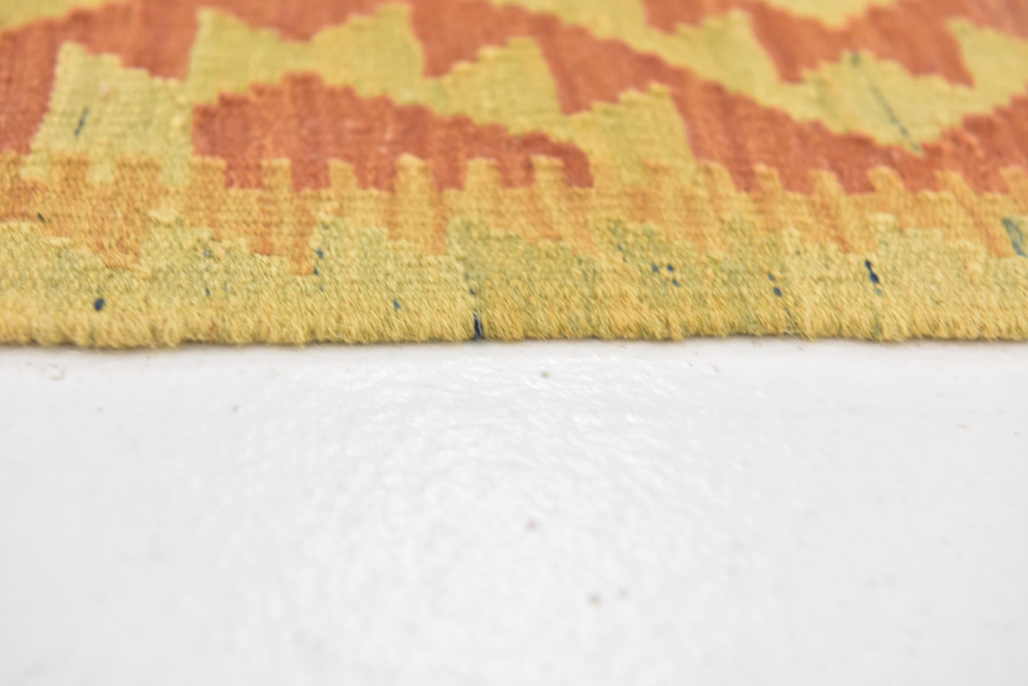 2' 9 x 4' 2 Hand Woven Kilim Waziri Wool Rug