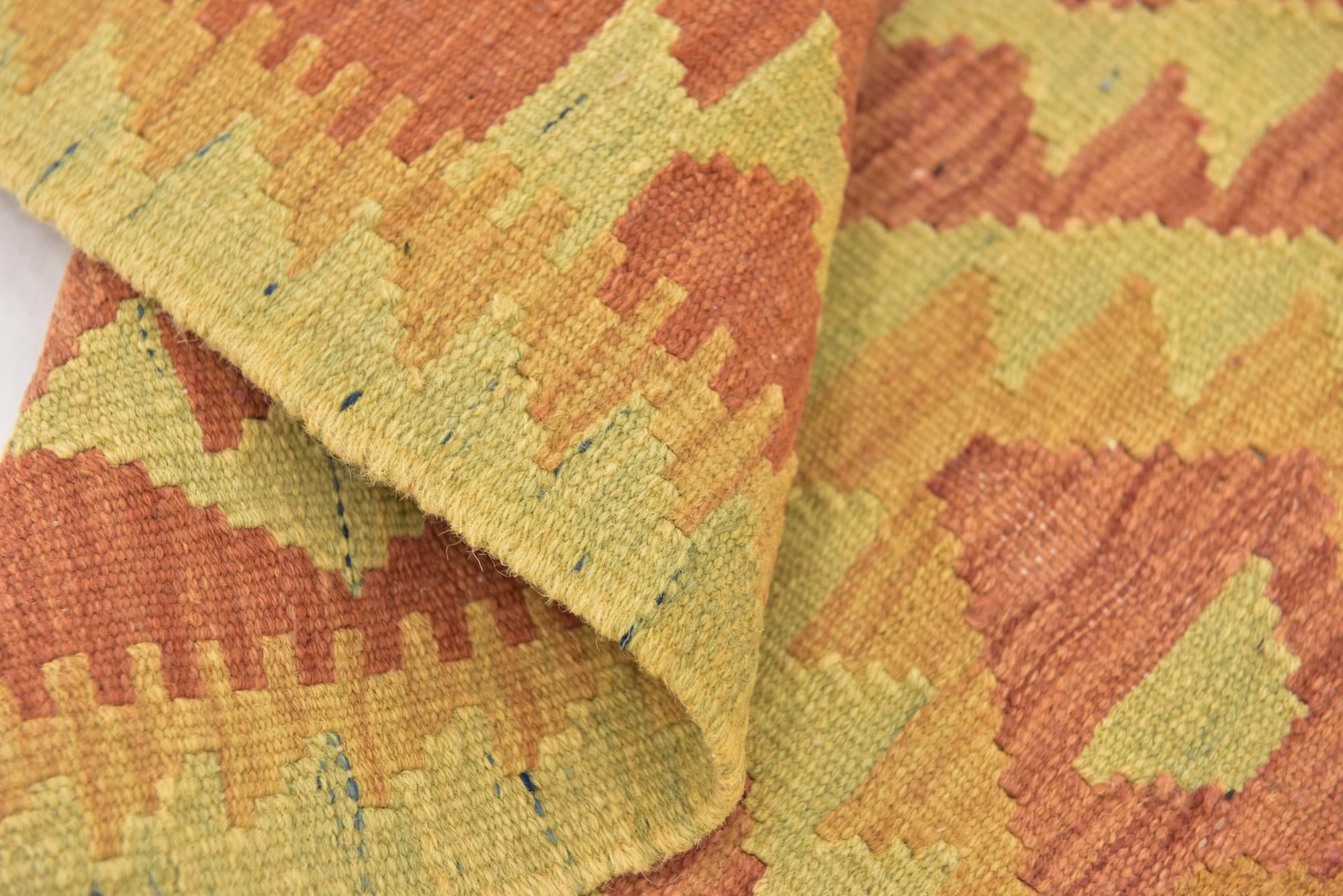 2' 9 x 4' 2 Hand Woven Kilim Waziri Wool Rug