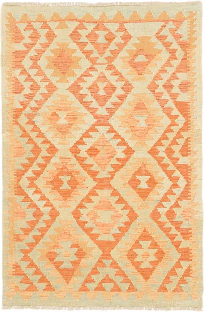 2' 9 x 4' 2 Hand Woven Kilim Waziri Wool Rug