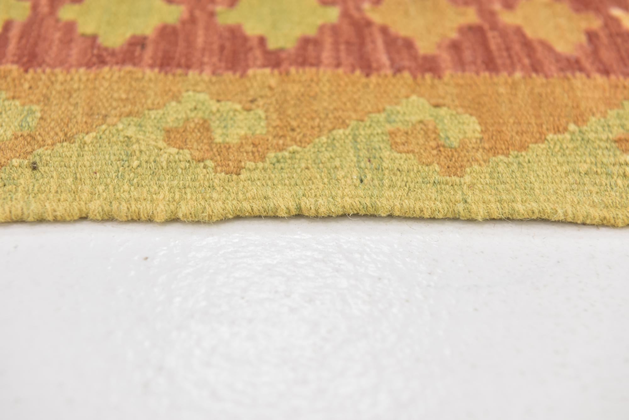 2' 9 x 4' Hand Woven Kilim Waziri Wool Rug