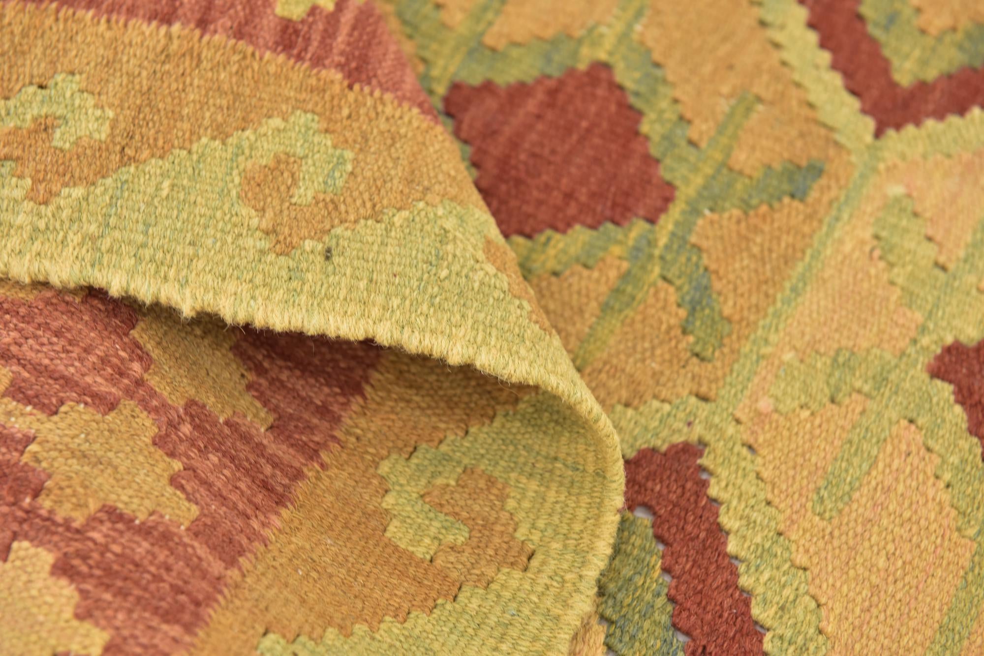 2' 9 x 4' Hand Woven Kilim Waziri Wool Rug
