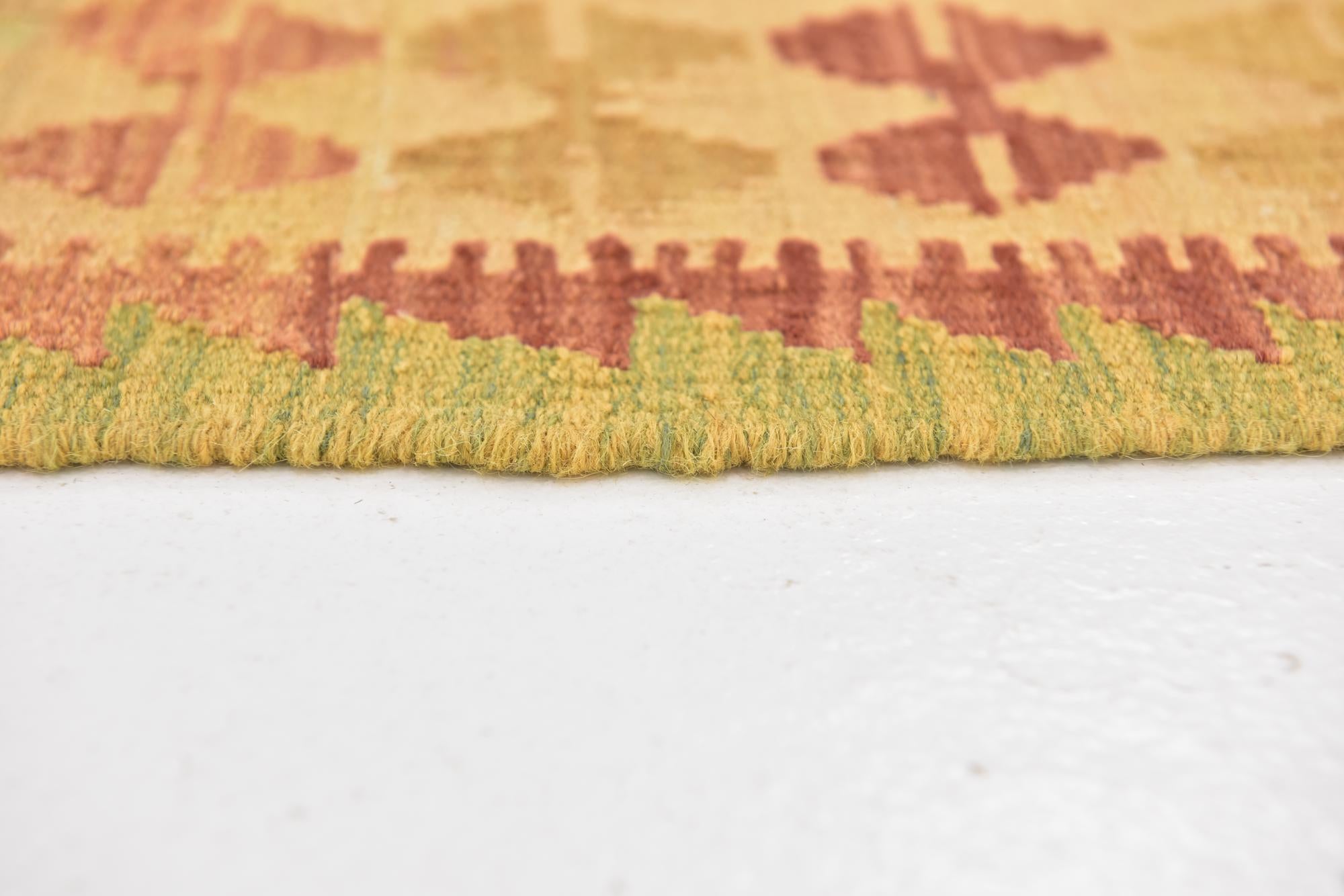 2' 9 x 4' 3 Hand Woven Kilim Waziri Wool Rug