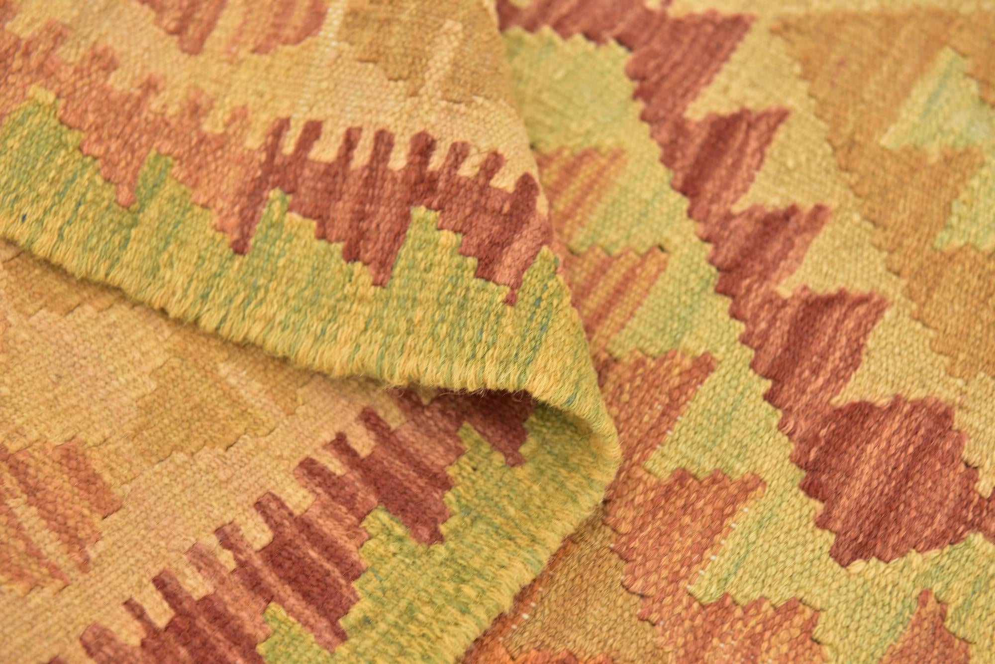 2' 9 x 4' 3 Hand Woven Kilim Waziri Wool Rug