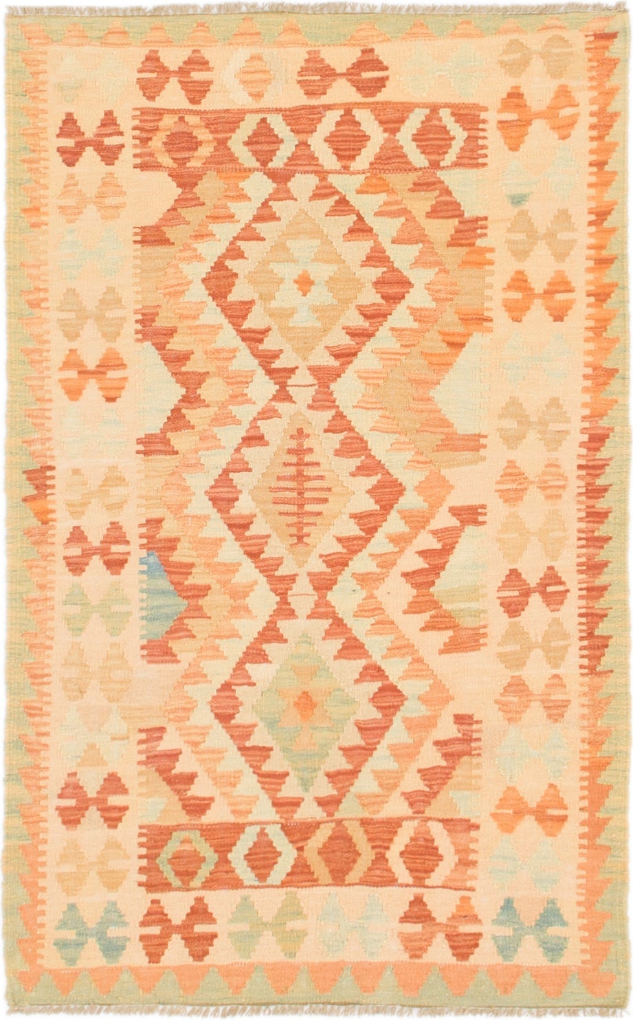 2' 9 x 4' 3 Hand Woven Kilim Waziri Wool Rug