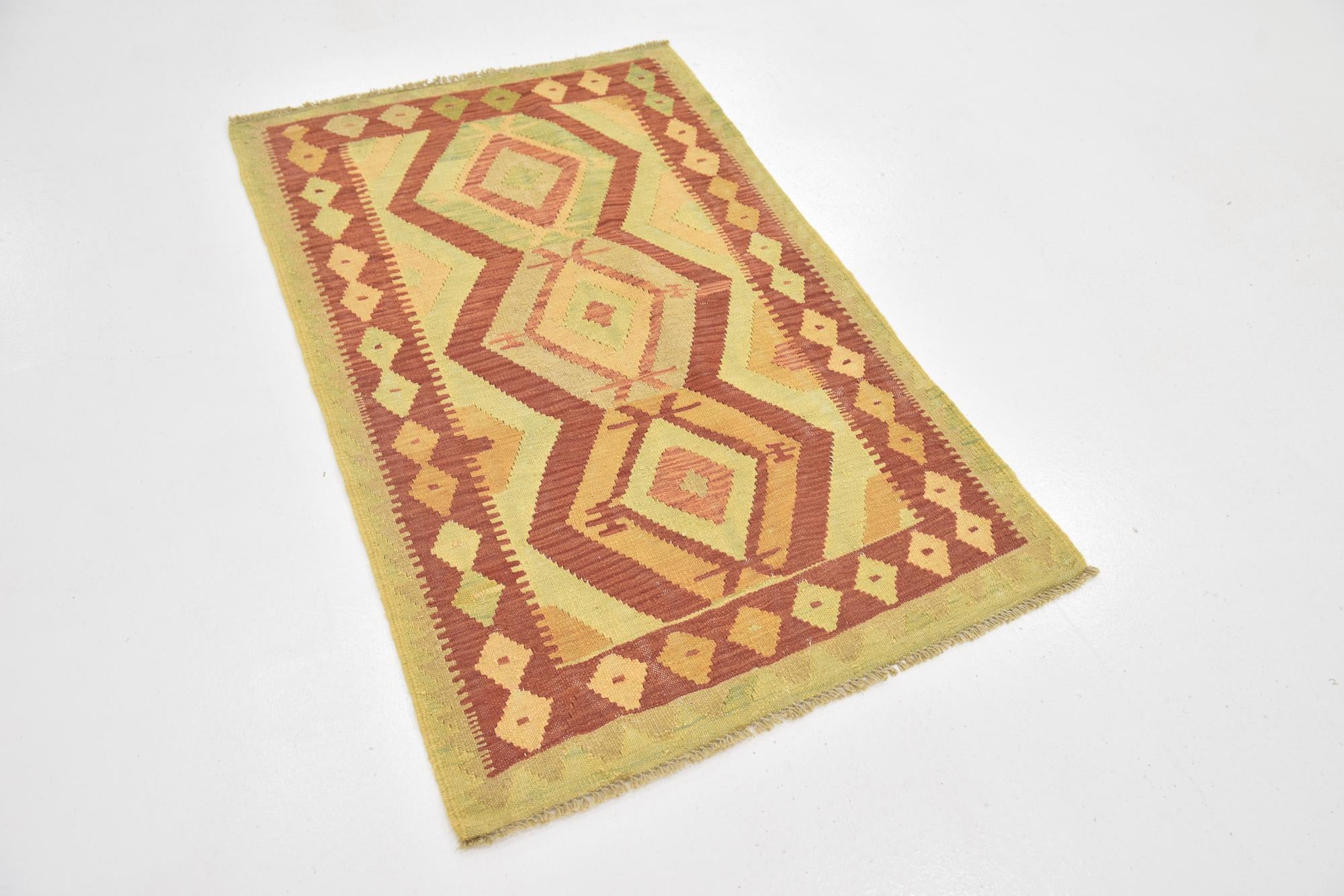 2' 8 x 4' 3 Hand Woven Kilim Waziri Wool Rug