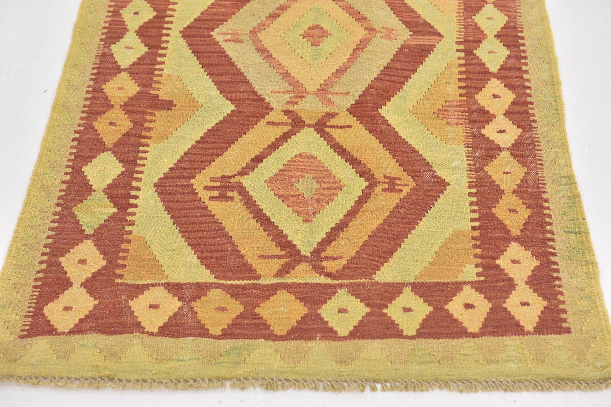 2' 8 x 4' 3 Hand Woven Kilim Waziri Wool Rug