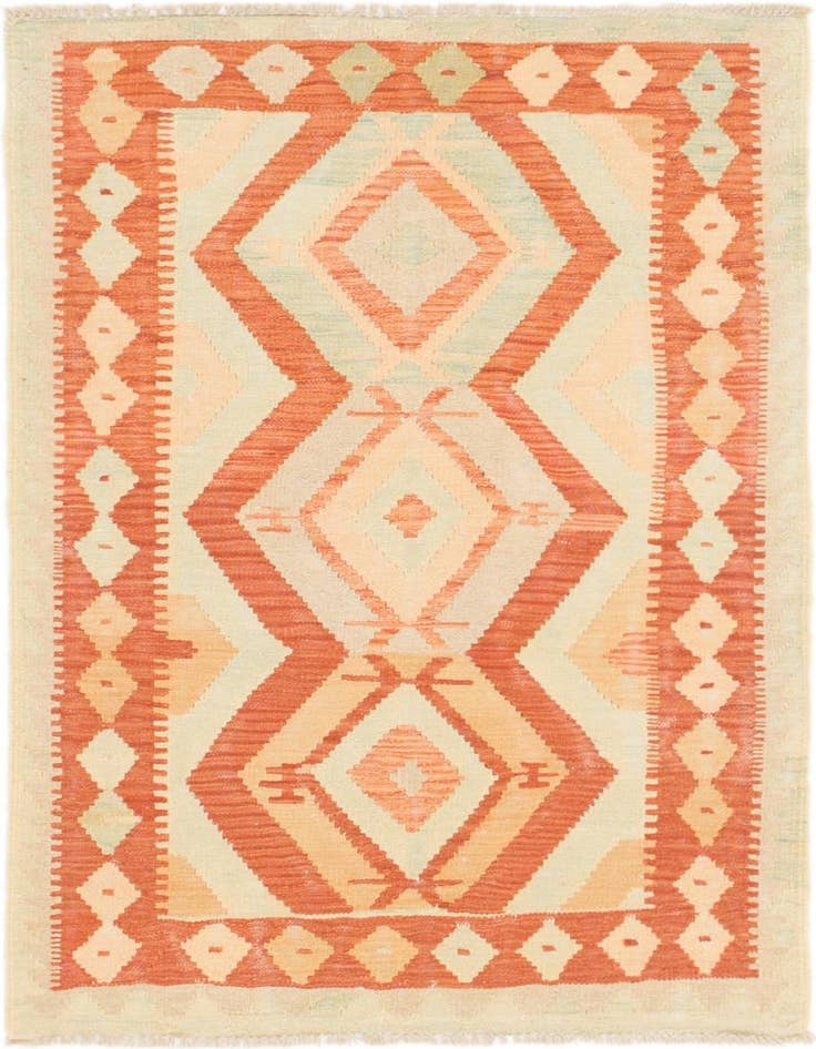 Detail image of 2' 8 x 4' 3 Hand Woven Kilim Waziri Wool Rug