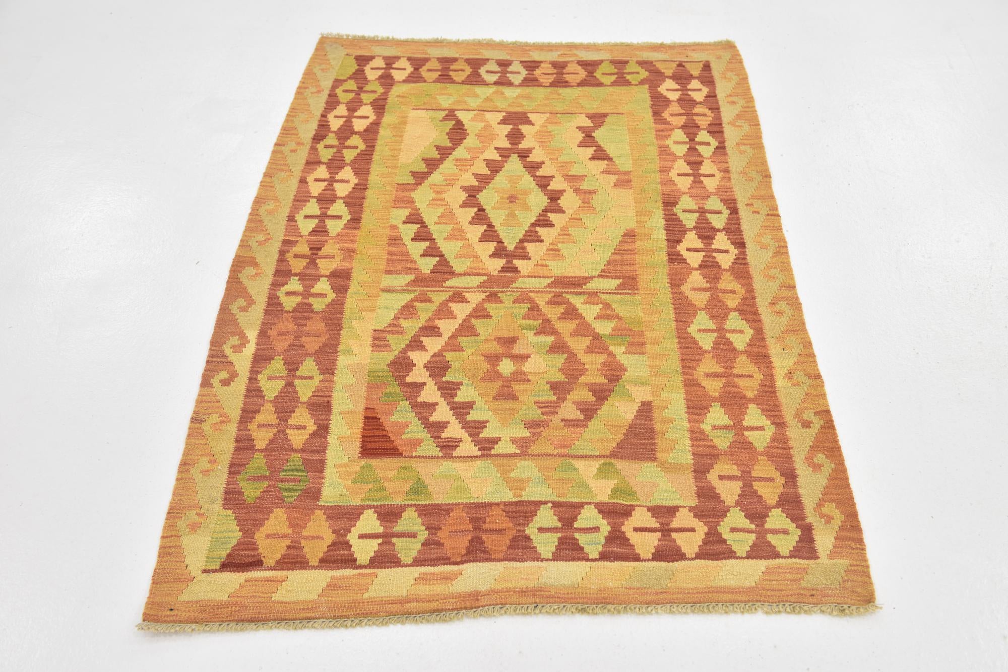 3' x 4' 5 Hand Woven Kilim Waziri Wool Rug