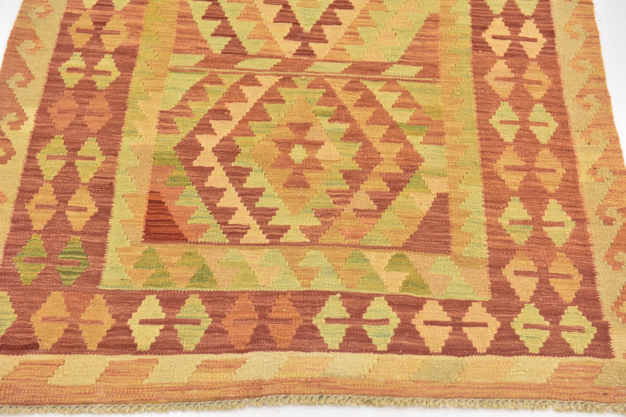 3' x 4' 5 Hand Woven Kilim Waziri Wool Rug