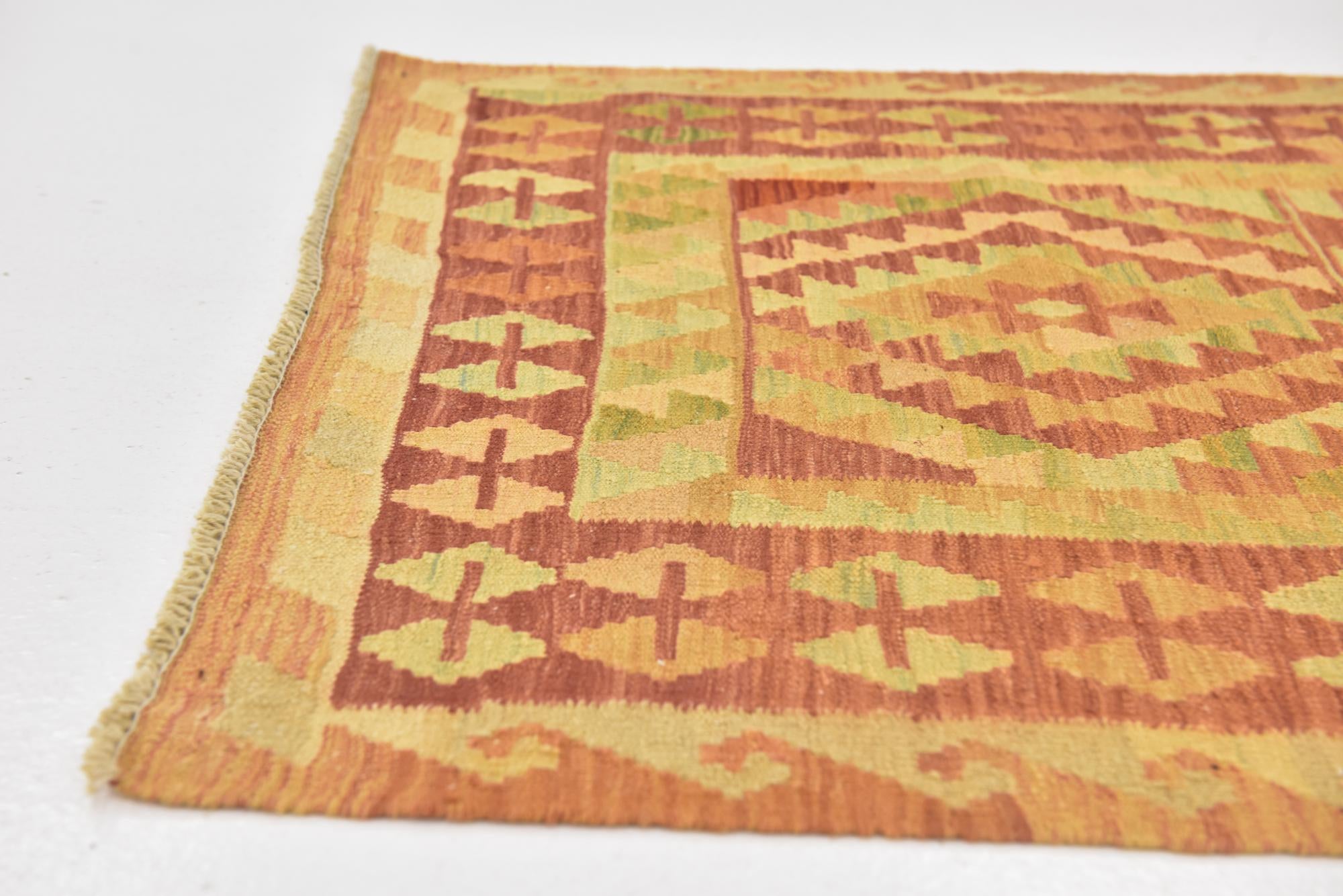 3' x 4' 5 Hand Woven Kilim Waziri Wool Rug