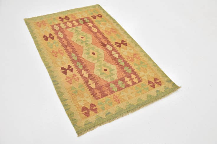 Detail image of 2' 8 x 4' 4 Hand Woven Kilim Waziri Wool Rug