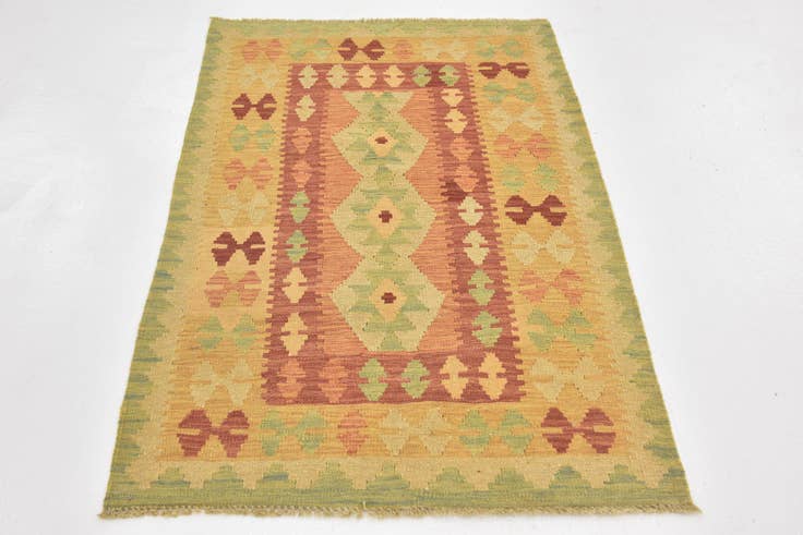 Detail image of 2' 8 x 4' 4 Hand Woven Kilim Waziri Wool Rug