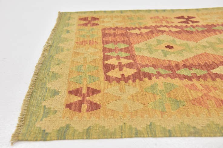 Detail image of 2' 8 x 4' 4 Hand Woven Kilim Waziri Wool Rug