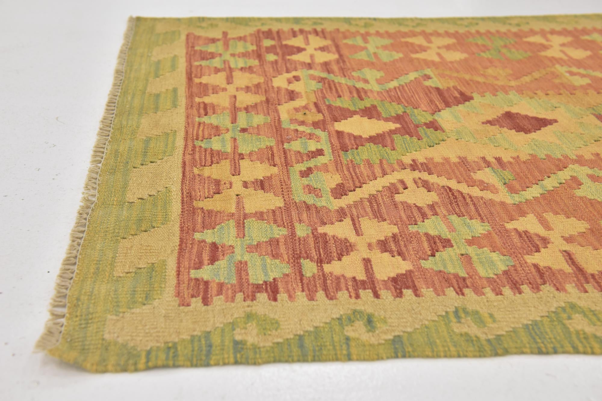2' 8 x 4' 8 Hand Woven Kilim Waziri Wool Rug