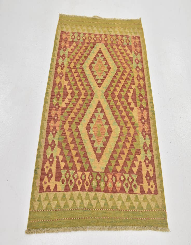 Detail image of 2' 10 x 4'  Hand Woven Kilim Waziri Wool Rug