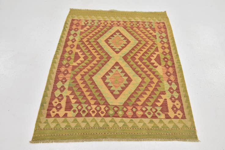 Detail image of 2' 10 x 4' Hand Woven Kilim Waziri Wool Rug